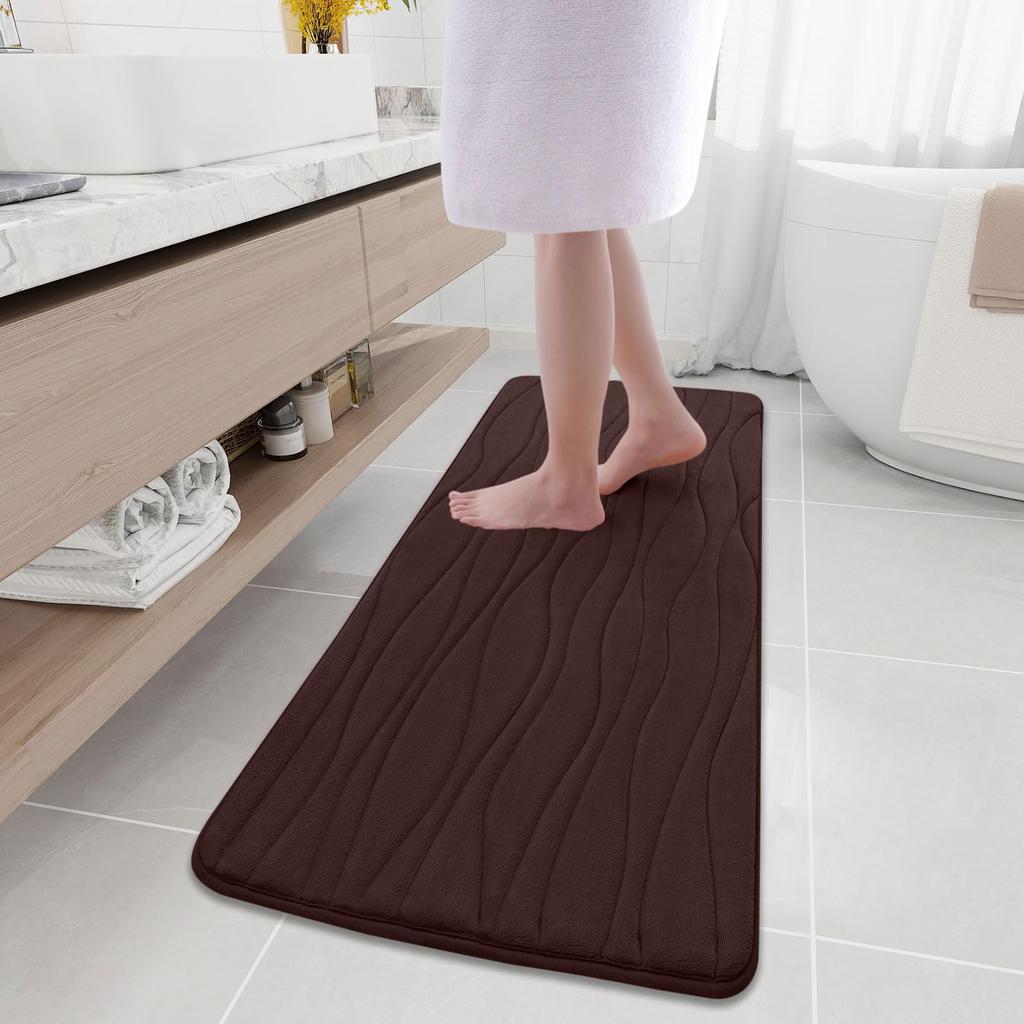Olanly Memory Foam Mats For Bathroom Highly Absorbent Non-slip Bath Rugs Super Soft Comfort Carpet Machine Washable Shower Mats