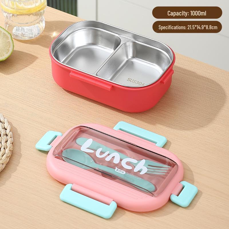 304 Stainless Steel Bento Box with Water Cup & Cutlery Set for Students & Office Workers