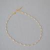 French Niche Design Simple Mini Baby Small Pearl Spaced Brass Gold-plated Elegant Extremely Fine Necklace Collarbone Chain