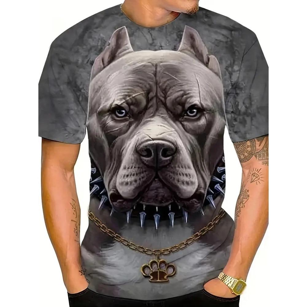 New 3D Dog Printed Men's T-shirt Summer Street Daily Casual Crew Neck Short Sleeve Tees Tops Harajuku Funny Pattern Men Clothing