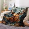 1Pc Vintage Deer Art Print Flannel Blanket, High Quality Comfortable for All Seasons, Home Decor, Warmth and Comfort, Perfect for Gifts
