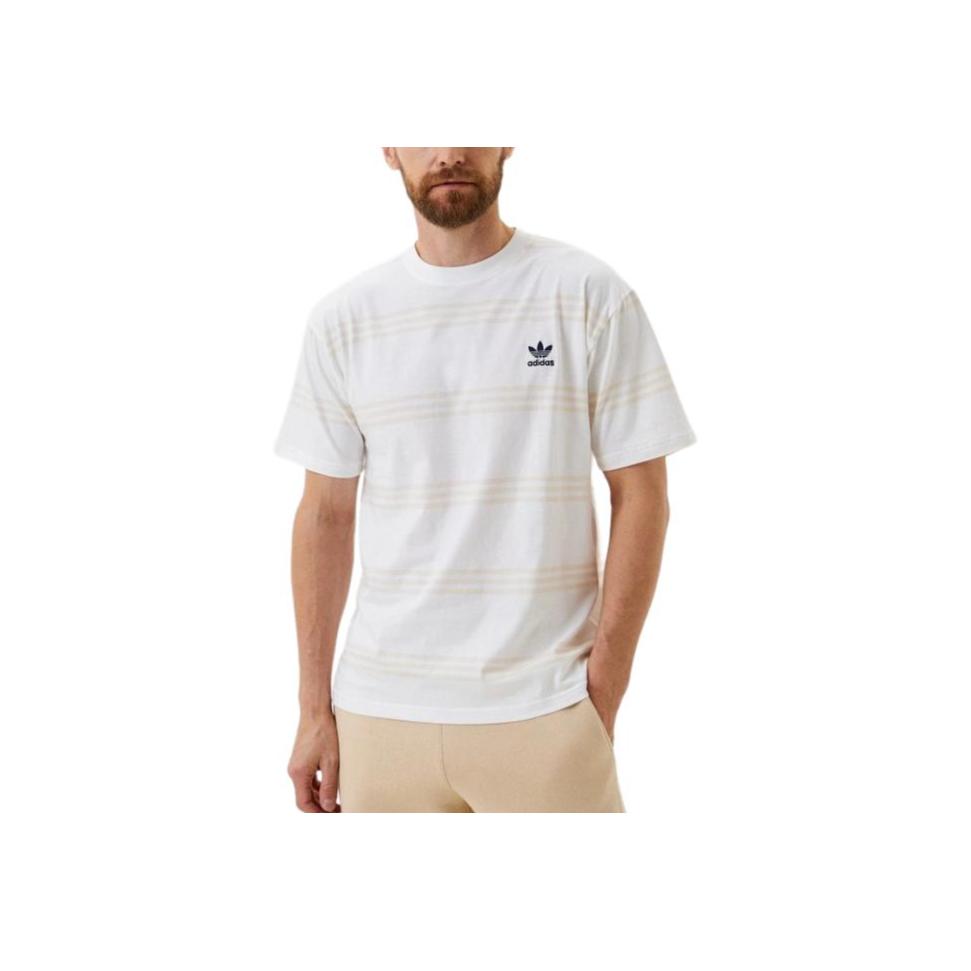 Adidas Originals Striped Color-Block Short Sleeve T-Shirt Men Tops White IL4702