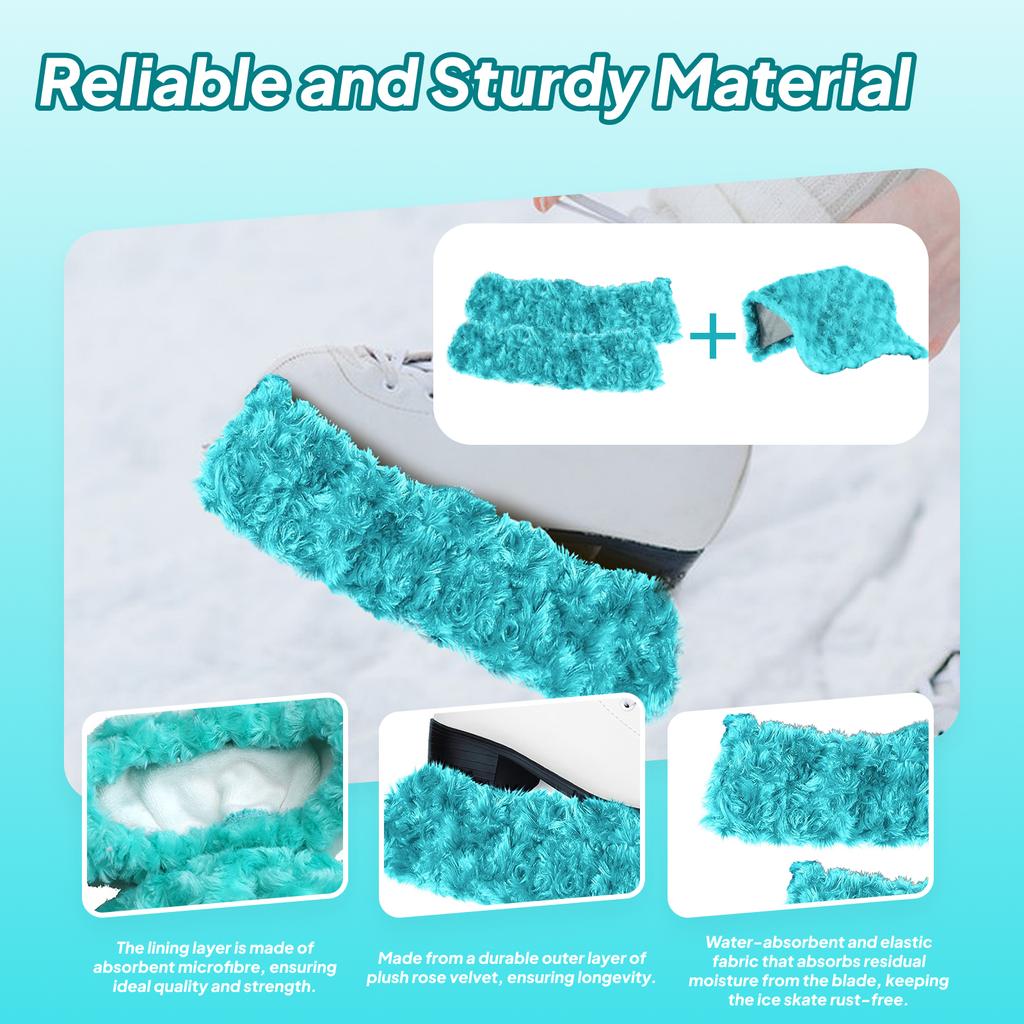 2Pcs Ice Skate Blade Covers Towel Inner Absorbent Portable Blade Protector for Training Sports Hockey Skates Figure Skates