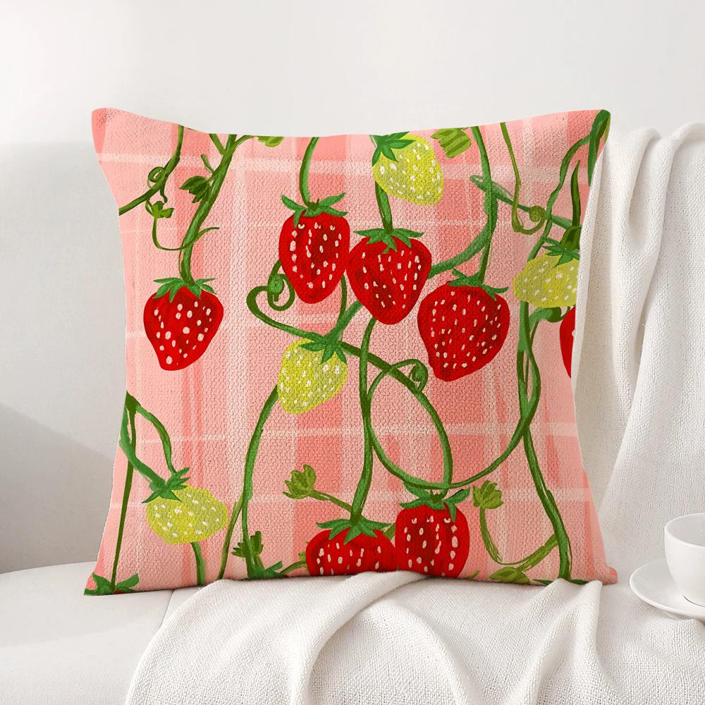 Sunshine Fruit Farm Cushion Cover Natural Linen Organic Fabric DoubleSided Printing Sofa Home Decor Breathable Bed Pillow
