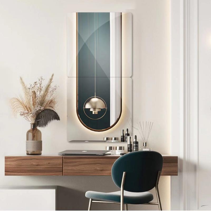 1Pc Mirror Wall Stickers Self-adhesive Full Body Mirror Bedroom Dorm Dressing Mirror Stickers Patchwork Mirror Home Decorations