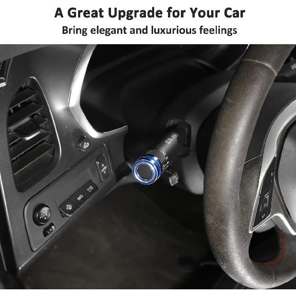 Alloy Car Light Wiper Lever Knob Circle Trim Stickers for Chevrolet Corvette C7 2014-2019 Car Dashboard Bright Adjustment Head Lever Trim (Blue)