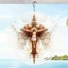 1pc - 2D Mandala Wind Chime with Jesus Christ Design - Rotating Artistic Ornament for Garden
