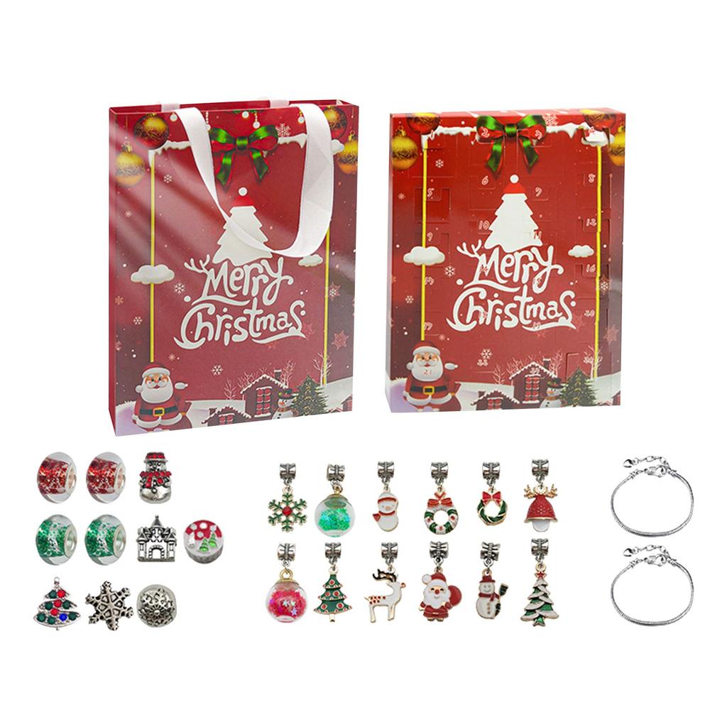 Jule-adventskalendergaver 2023, gjør-det-selv-armbåndssett for barn, voksne, 24-dagers julenedtellingskalender smykkegaver