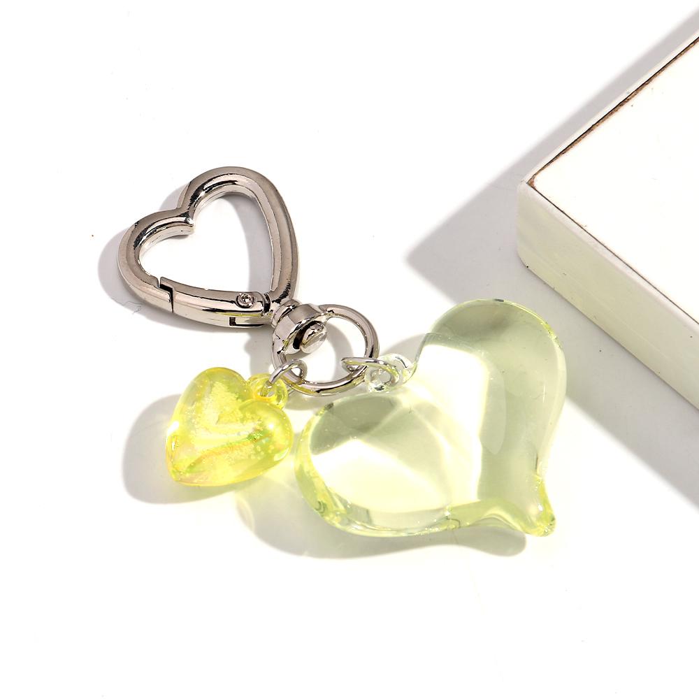 1pcs Sweet Heart Resin Keychain for Women Girl Clear Colorful Love Acrylic Keyring Phone Bag Charms Fashion Accessories Gifts