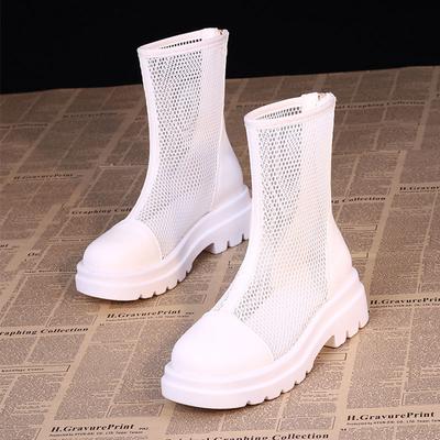 Medium Tube Soft Bottom Hole Cool Boots Casual Net Boots Women's 2025 New Summer Thin Hollow Mesh Martin Boots Women
