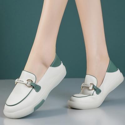 Women's Shoes for One Foot New Spring and Autumn White Shoes Soft Sole Shallow Mouth Loafers Beef Tendon Sole Light Single Shoes for Women