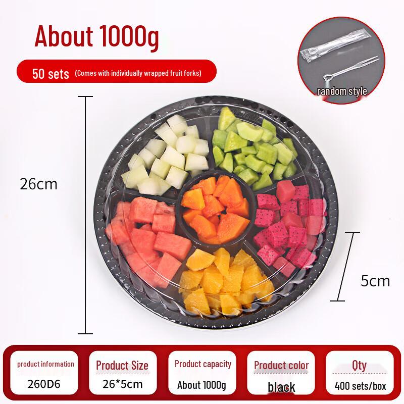 Round Disposable Food Container with Fork