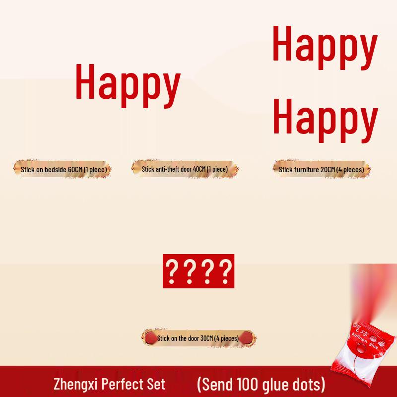 

Wedding Supplies: Complete Double Happiness Stickers Set for Honeymoon Room and Decorations Double Happiness Set (with 100 glue dots)