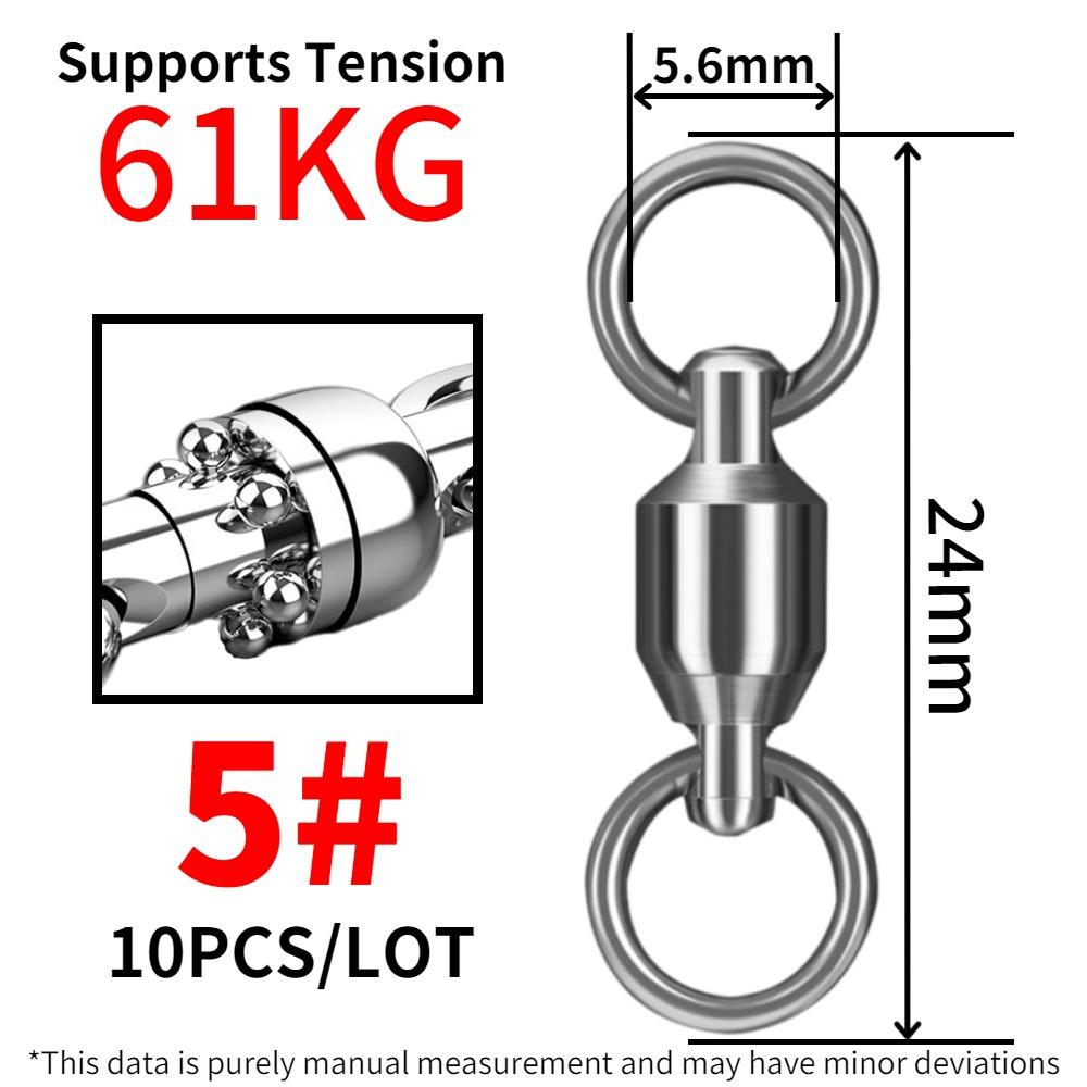 10PCS Ball Bearing Stainless Steel Fishing Connector Swivel Solid Rings For Trolling Bait Lure Tools Seawater And Freshwater 4