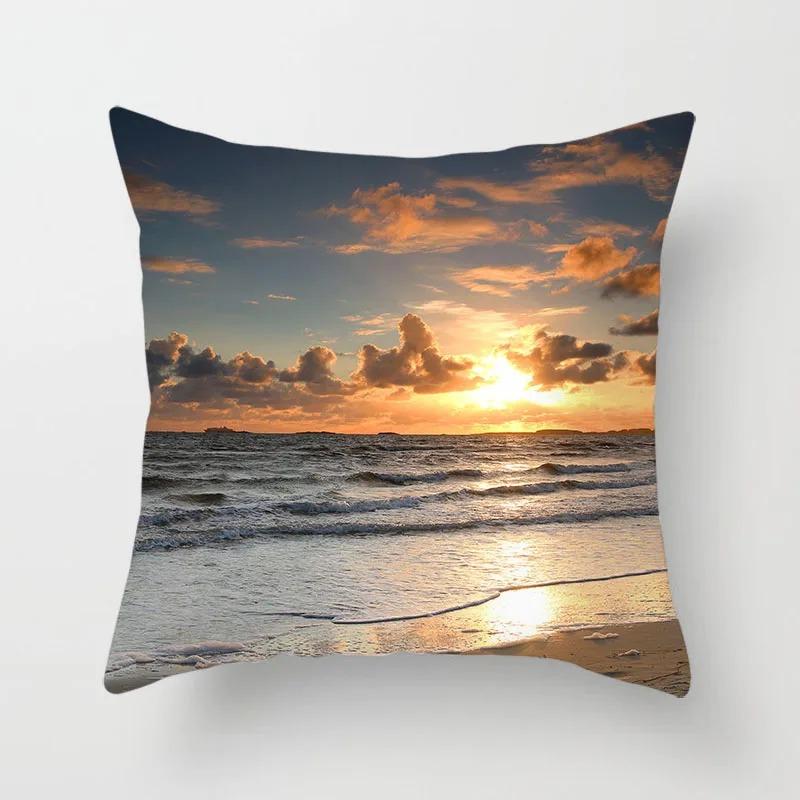 Luxury Home Decor Pillow Cover Car Living Room Sofa Cushion Cover Sunset Dusk Scenery Pattern Cushion Cover
