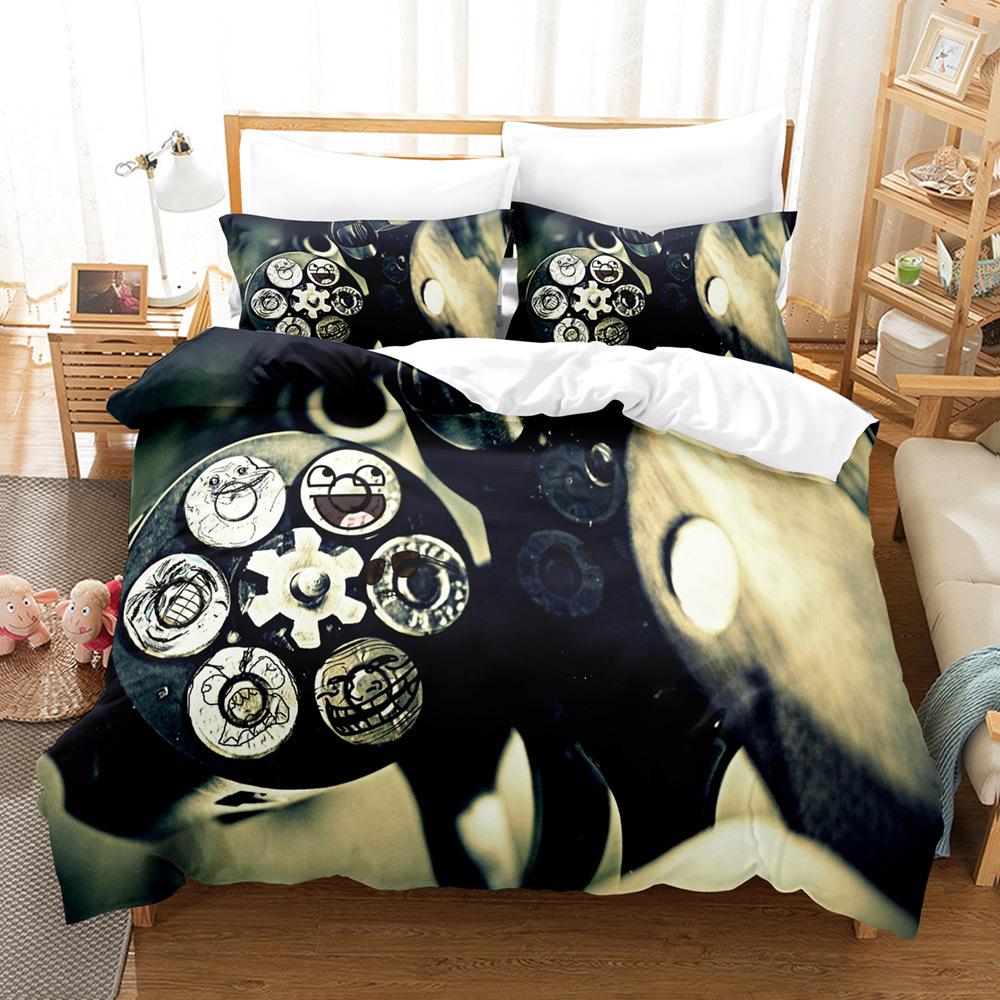 3D digital printing pattern sanded bedding three-piece set quilt cover pillowcase home set