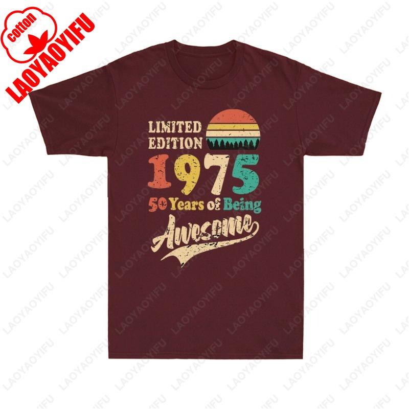 

Made in 1975 50 Years of Being Awesome Vintage 50th Birthday Cotton TShirt Vintage Classic Fashion Streetwear Men Women Fun Tees 3XL