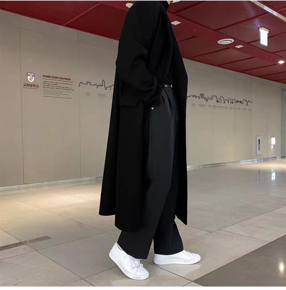 Men's Korean Style Long Wool Overcoat - Winter Casual Thickened Trench Coat Trend