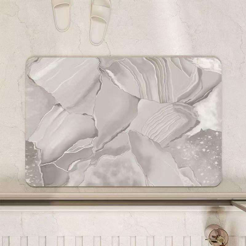 Nordic Style Marble Pattern Diatom Mud Bath Mat - Non-slip, Water-Absorbent, Quick-Drying, Wear-Resistant Foot Mat
