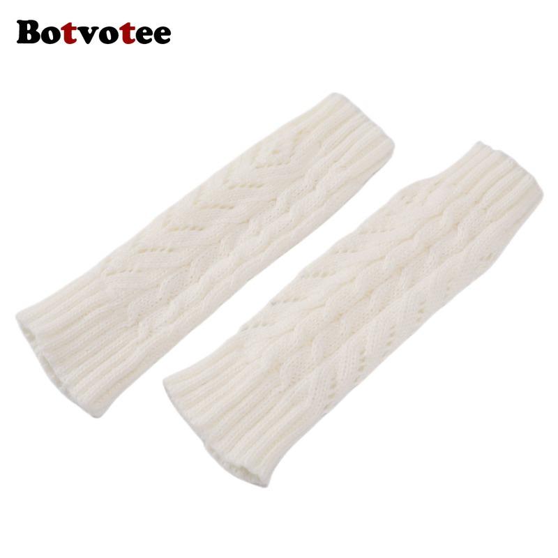 Botvotee Y2k Accessories Free Shipping Arm Warmers Sleeves for Women Short Sleeves Knitted Fingerless Gloves Winter Arm Guard