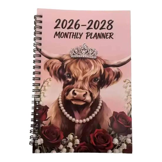 2026-2028 Månedlig Planlegger 3-års Planlegger Bok Jan. 2026 - Des. 2028 36-måneders kalender med tvillingtrådbinding for skolearbeid