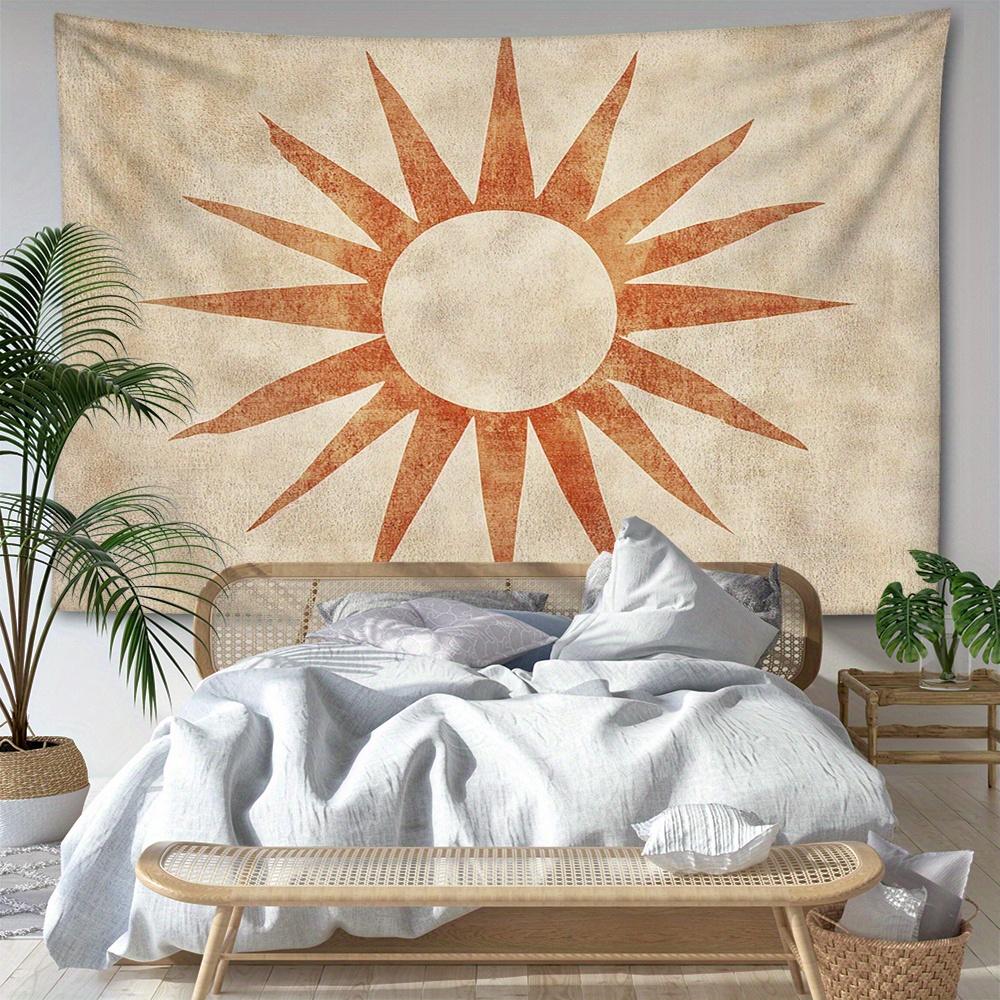 1pc Vintage Sun Pattern Print Tapestry Warm Artistic Home Decor Wall Hanging Bohemian Living Room Bedroom Decoration Holiday Gift with Installation Pa