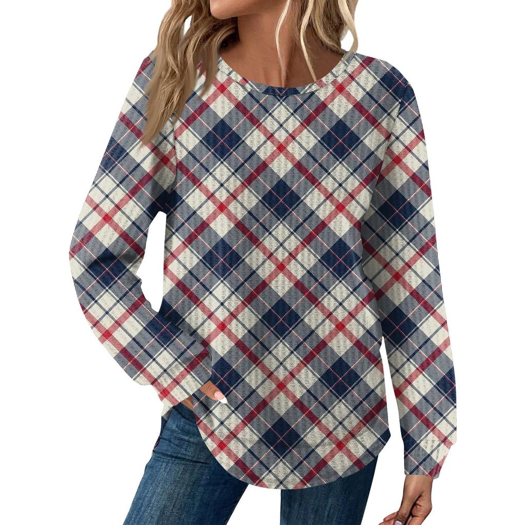 Damenmode Locker Langarm Rundhals Casual Oberteil