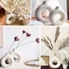 White Ceramic Donut Vase Set (6 & 8 Inches, Pack of 2) – Round Shaped Flower Vase for Pampas Grass, Home Decor Centrepiece