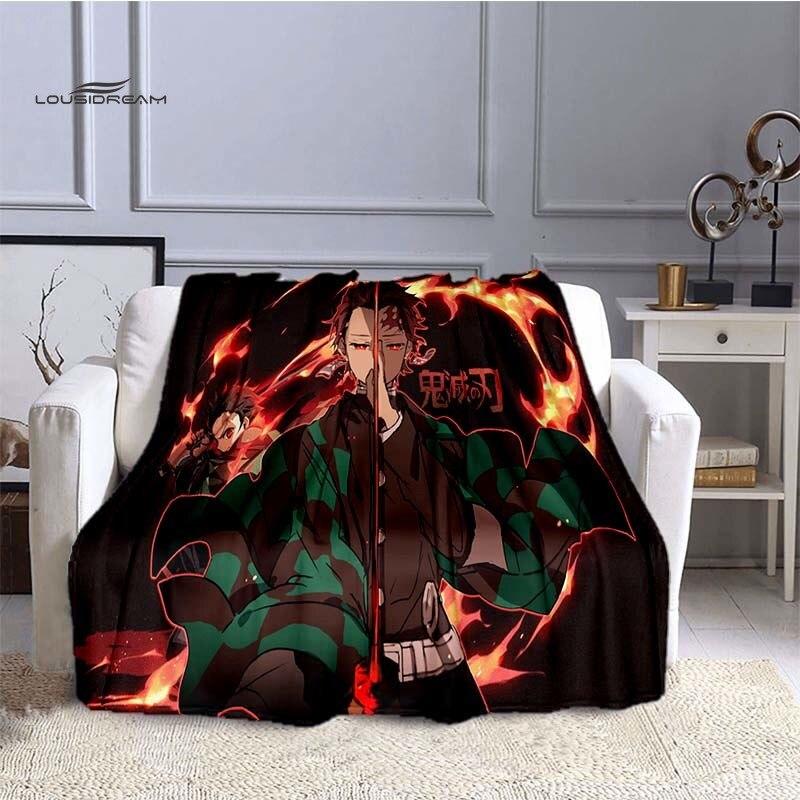 LOUSIDREAM Demon Slayer Deky pro postele Home Travel Flanelová deka pro dospělé na gauč Obývací pokoj Pohovka Child Keep Warm