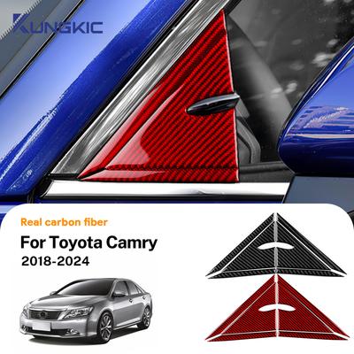 Real Soft Carbon Fiber For Toyota Camry XV70 2018      2024 Car A-pillar Triangle Panel Trim Sticker LHD RHD