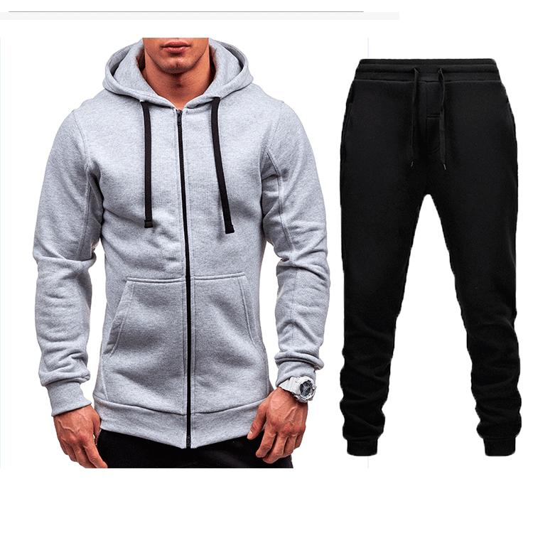 New Casual Sweatshirt Zipper Hooded Sweatshirt Jacket Men's Solid Color Cardigan Suit