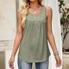 Women's Fashionable Plain Color, Round Neck, Button-Decorated Sleeveless Vest Top, Suitable For Both Inner And Outer Wear.