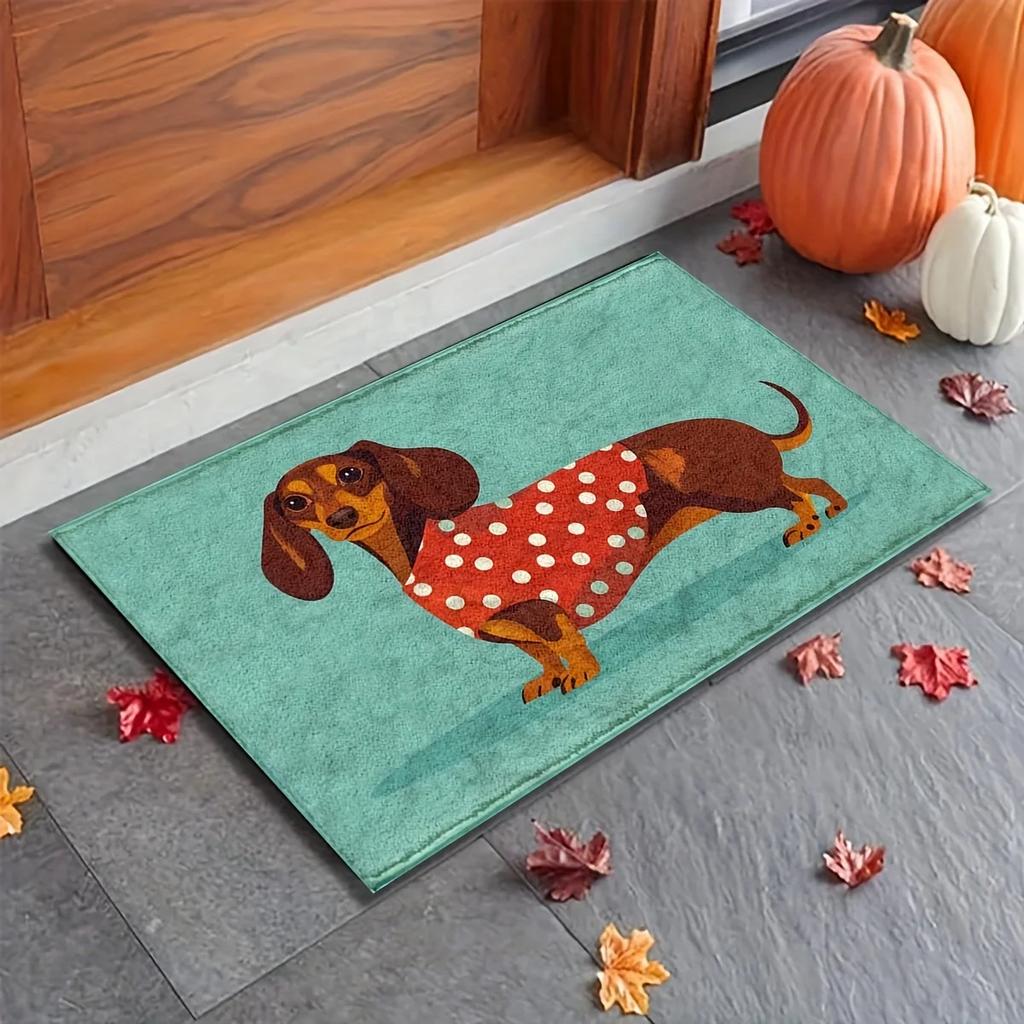Dachshund Door Mat Cute Brown Dog Doormat for Indoor Outdoor Entry Seasonal Home Decor Non-Slip Easy Clean Absorbent Rug