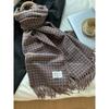 Retro plaid contrasting scarf women's winter warmth couple knitted scarf fringed shawl dual-purpose tide