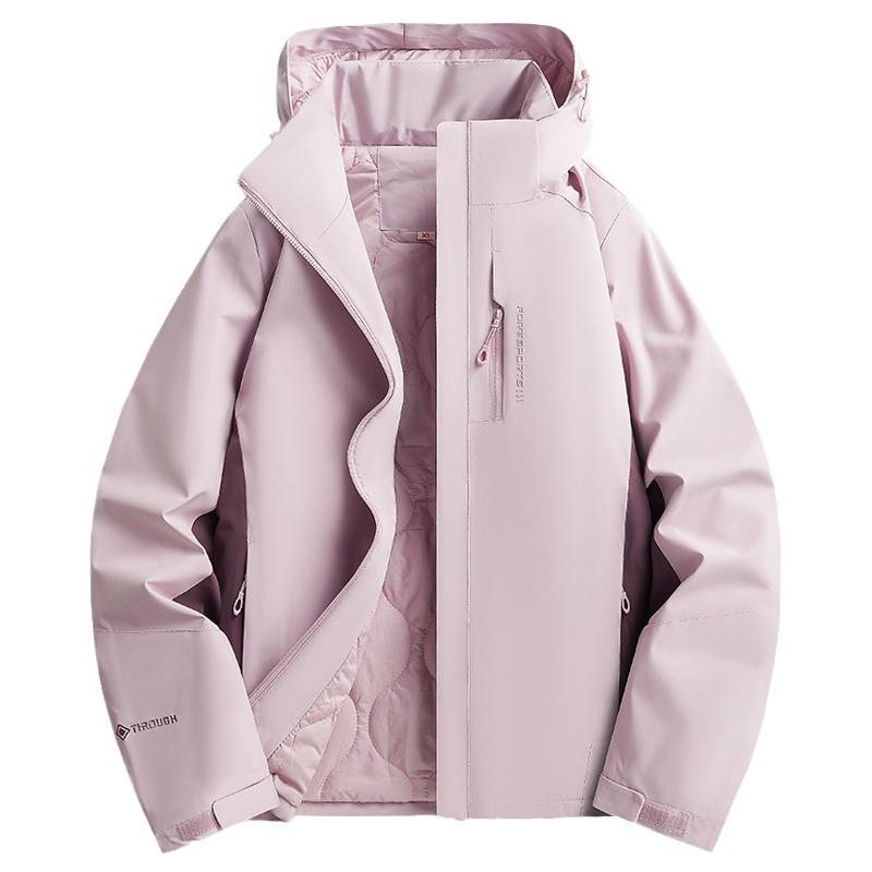 Unisex HJCAMEL Camel Outdoor Windbreaker: Spring & Autumn Waterproof, Windproof, Warm Cotton Jacket for Middle-Aged & Elderly Hiking Enthusiasts.
