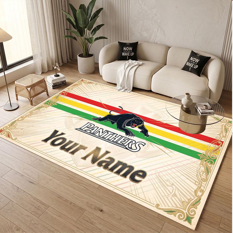 Custom Rug Penrith Panthers Pattern Print Name Text Soft Non‑Slip Floor Carpet for Home Indoor Decoration