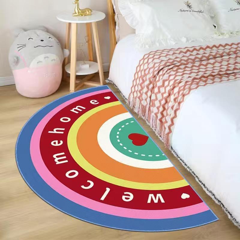 

Semicircle Colorful Rainbow Rugs for Bedroom, Bedside, Soft Flannel Mat, Cloakroom, Non-slip Rug, Washable Carpets for Living Ro 500MMx800MM