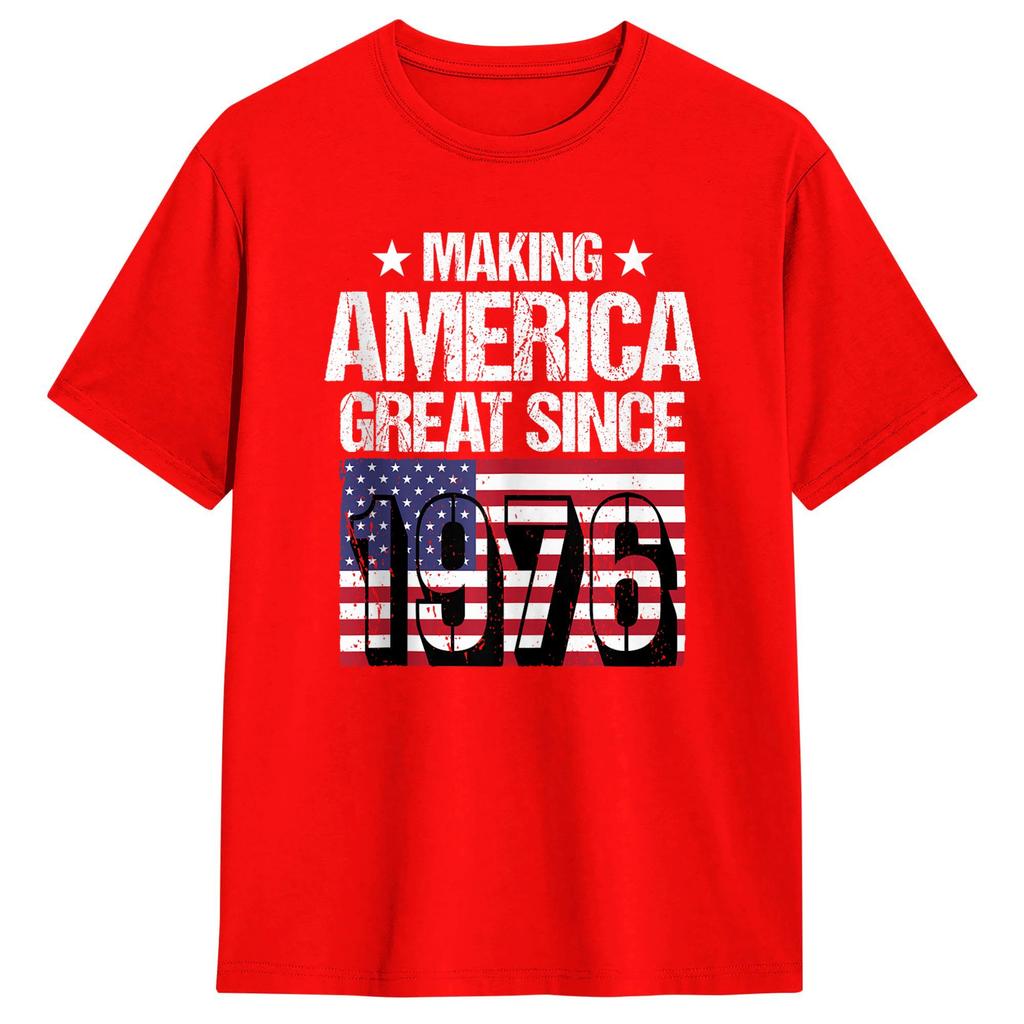 Unisexs TShirts Making America Great Since 1976 Casual Pure Cotton Tee Shirt Short Sleeve T Shirts O Neck Tops Plus Size