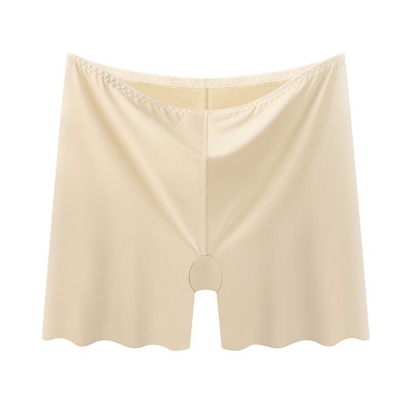 Ice Silk Seamless Women's Anti-Exposure Shorts - Thin, White Base Layer