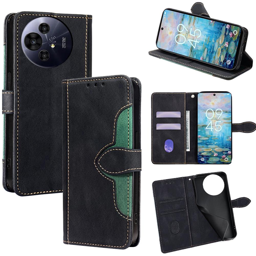 

For TCL 50 NxtPaper 5G/50 Pro NxtPaper 5G Case Leather Wallet Phone Cover with Straw Hat Magnetic Clasp Black