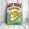 1pc Retro Sweet Treats Bread & Cookies Tin Sign, 12x8 Inch 2D Flat Metal Plaque, Vintage Kitchen Wall Decor