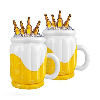 Summer PVC Beer Mugs Adult Luau Supplies Beach Pool Party Bar Coolers PVC Inflatable Beer Mugs Ice Bucket Beer Storage Holder