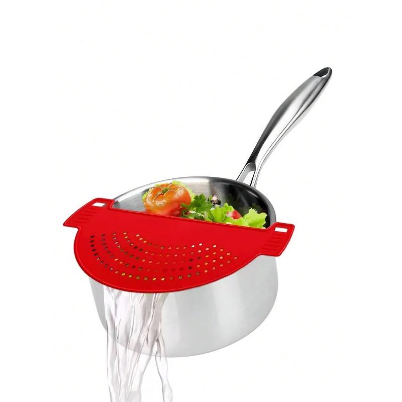 Silicon Strainer, Plastic Drainer Strainers Pot Funnel Half Moon Shape Food Filter Board Sieve Draining