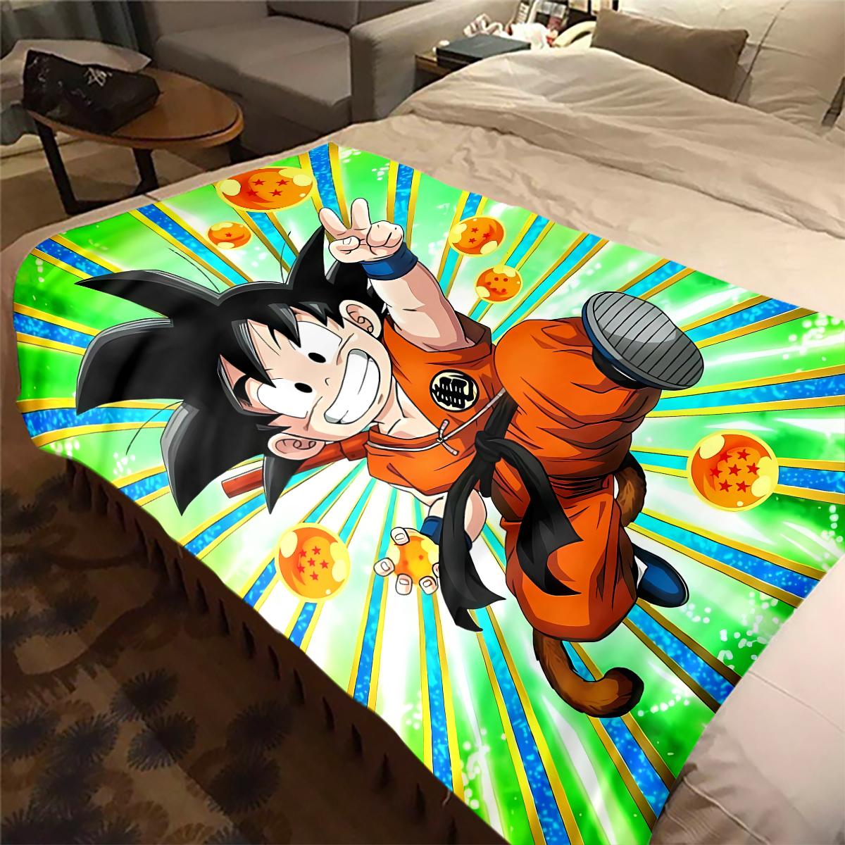 

1PC Son Goku Print Flannel Blanket, High quality All Seasons, Home Decor, Warmth and Comfort, Perfect for Christmas Gifts 80cm x 120cm
