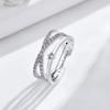 Elegant Zircon Crossed Rings Luxury Plain Ring Exquisite Crystal Finger Rings  For Girls