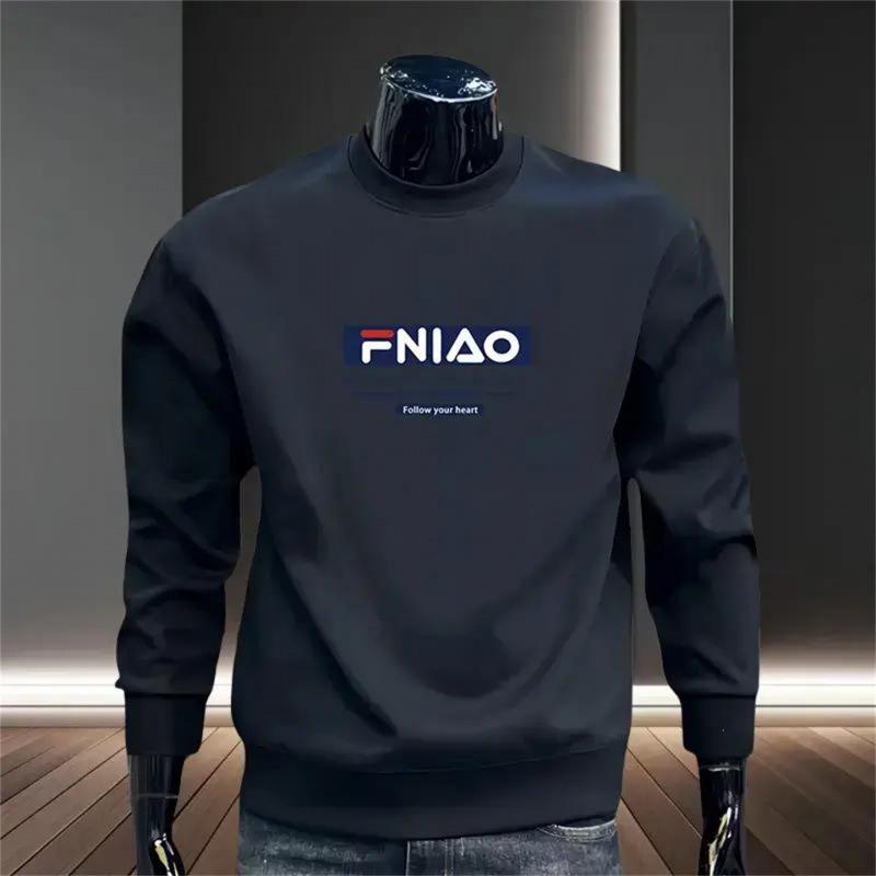 American Heavyweight Crewneck Sweatshirt - Men s Trendy Autumn/Winter Letter Print M (Recommended for 50-60 kg)