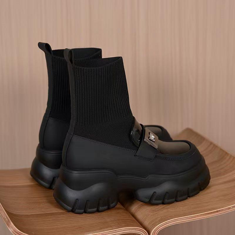 

Platform Women s Boots Bow Flats Designer Knitting Shoes for Woman Fashion Sport Short Boots New Trend Winter Femme Boots 40