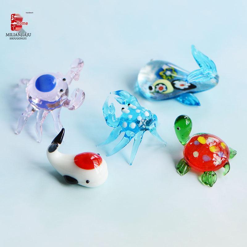Handcrafted Glass Cartoon Animal Ornaments - Crab & Turtle Decor