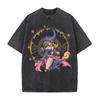 Harajuku Anime YuGiOh Tshirt Summer Short Sleeve Tee Shirt Dark Magician Girl Vintage Washed Cotton Tops Men Women Clothing