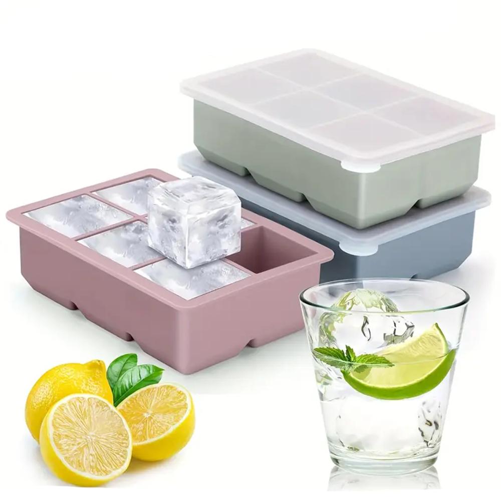 Silicone Ice Cube Trays,Large Size Silicone Ice Cube Molds with Leak Proof Removable Lid Square Ice Cube Tray And BPA Free